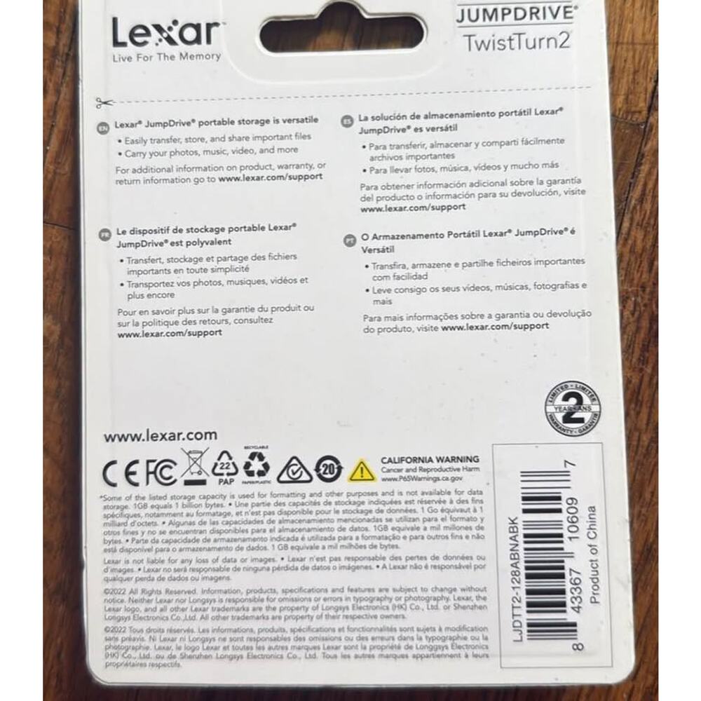 2 packs, Lexar JumpDrive TwistTurn2 128GB USB 2.0 Flash Drive, New - Picture 4 of 4